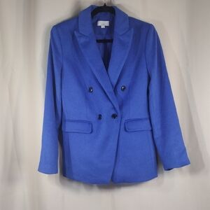 LOFT Blue Double-Breasted Business Casual Formal Office Preppy Blazer Jacket